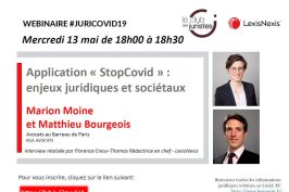 Webinar Juri Covid-19 : mercredi 13 mai 18h – Application « StopCovid » : enjeux juridiques et sociétaux